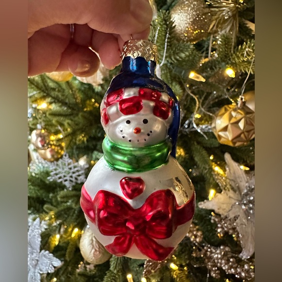 Holiday Inspirations Glass Ornament SNOWMAN Blown Glass Christmas 3.5" New - Picture 1 of 10